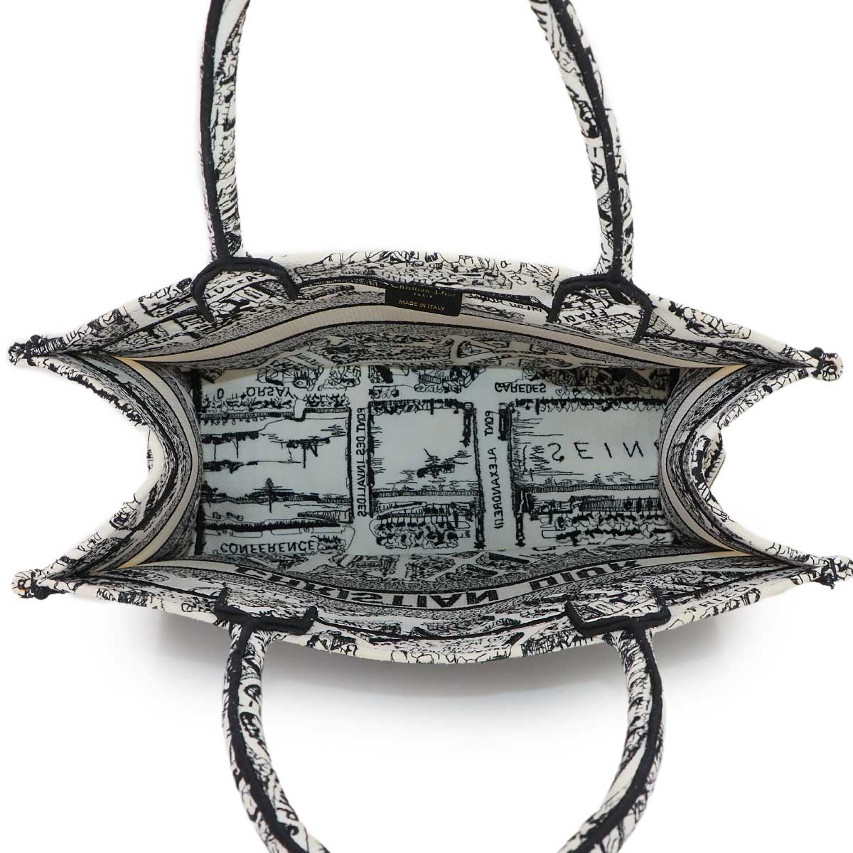 Plan de Paris Book Tote Bag Medium Canvas White Black