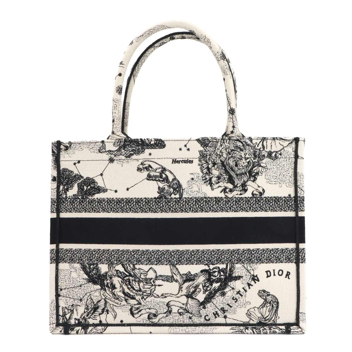 Toile De Jouy Book Tote Medium Bag Canvas White Black