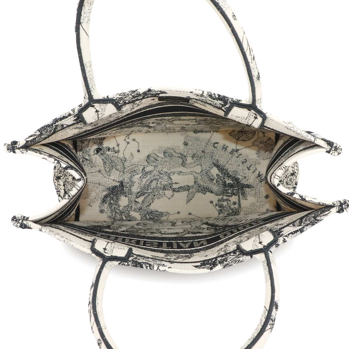 Toile De Jouy Book Tote Medium Bag Canvas White Black