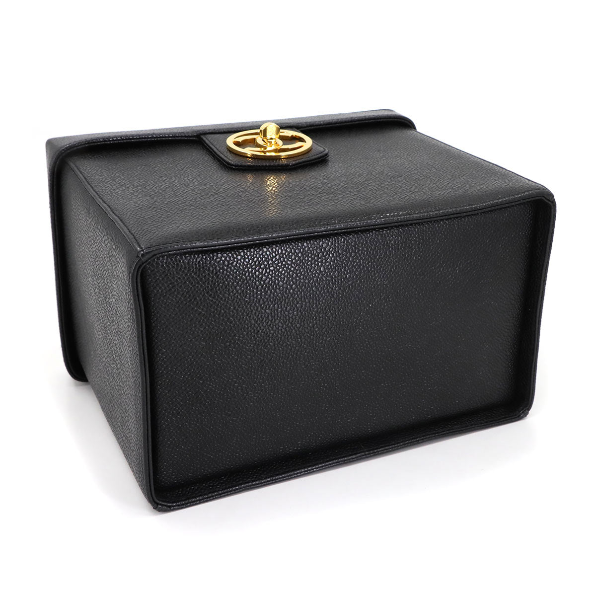 Cavier Skin Vanity 2way Hand Bag Leather Black A01999 Purse