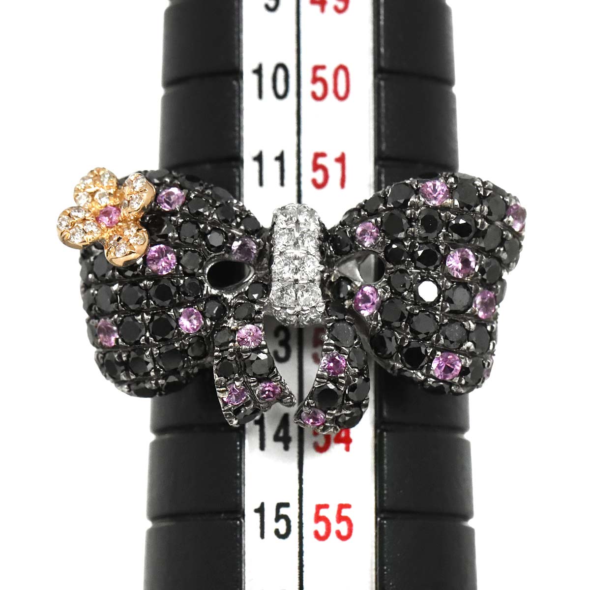 Diamond 1.41ct Sapphire 0.32ct Ring 18K WG PG 750 size6(US)