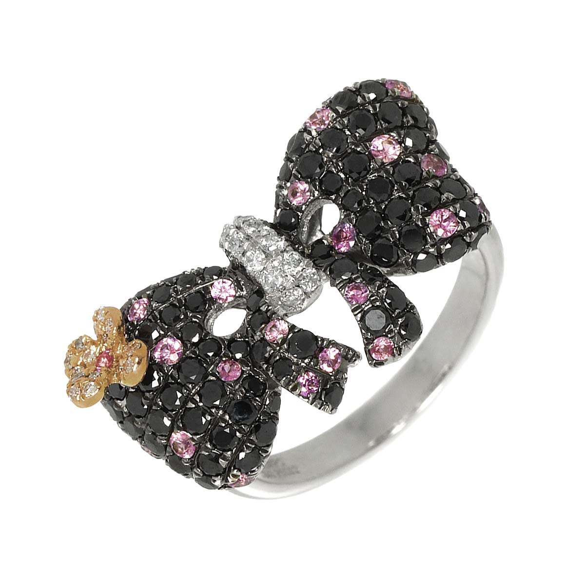 Diamond 1.41ct Sapphire 0.32ct Ring 18K WG PG 750 size6(US)