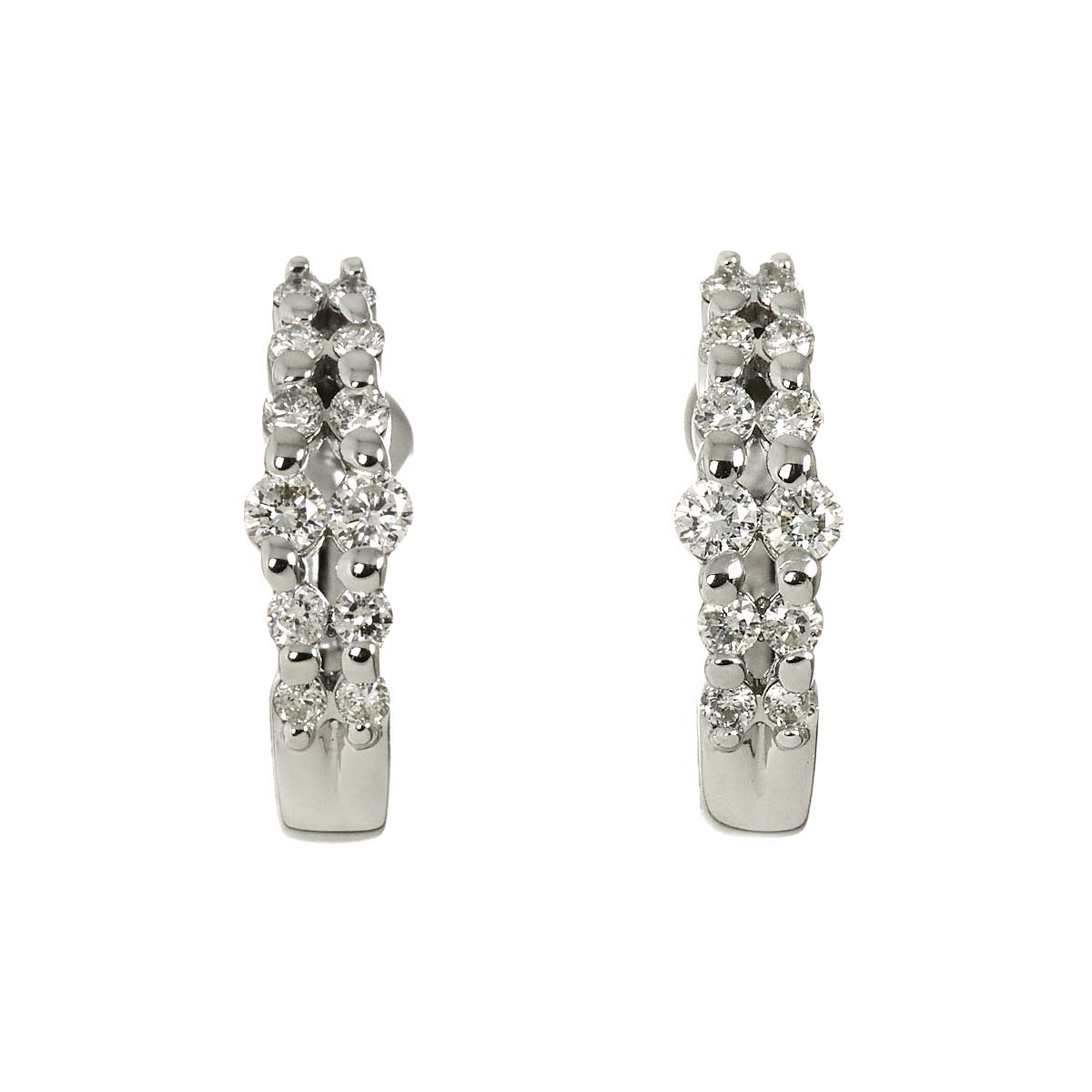 Diamond 0.22ct/0.22ct Earrings Pierced 18K K18 WG 750