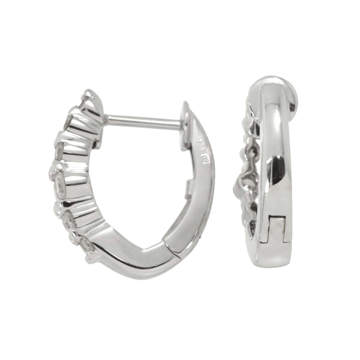 Diamond 0.22ct/0.22ct Earrings Pierced 18K K18 WG 750