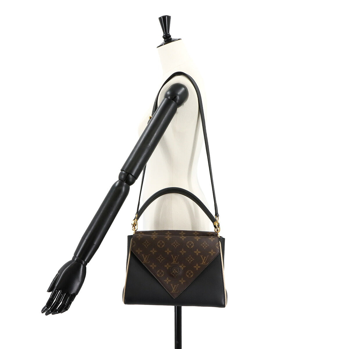 Monogram Double V Hand Shoulder Bag Leather Noir M54439