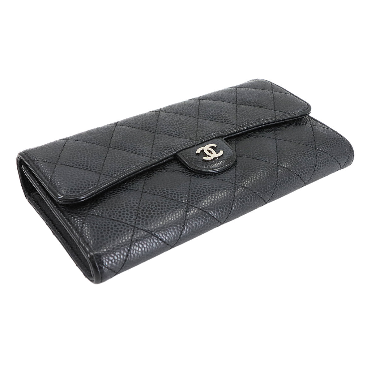 Matelasse Long Wallet Leather Black A80758 Purse