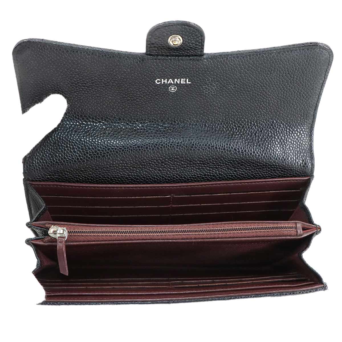 Matelasse Long Wallet Leather Black A80758 Purse