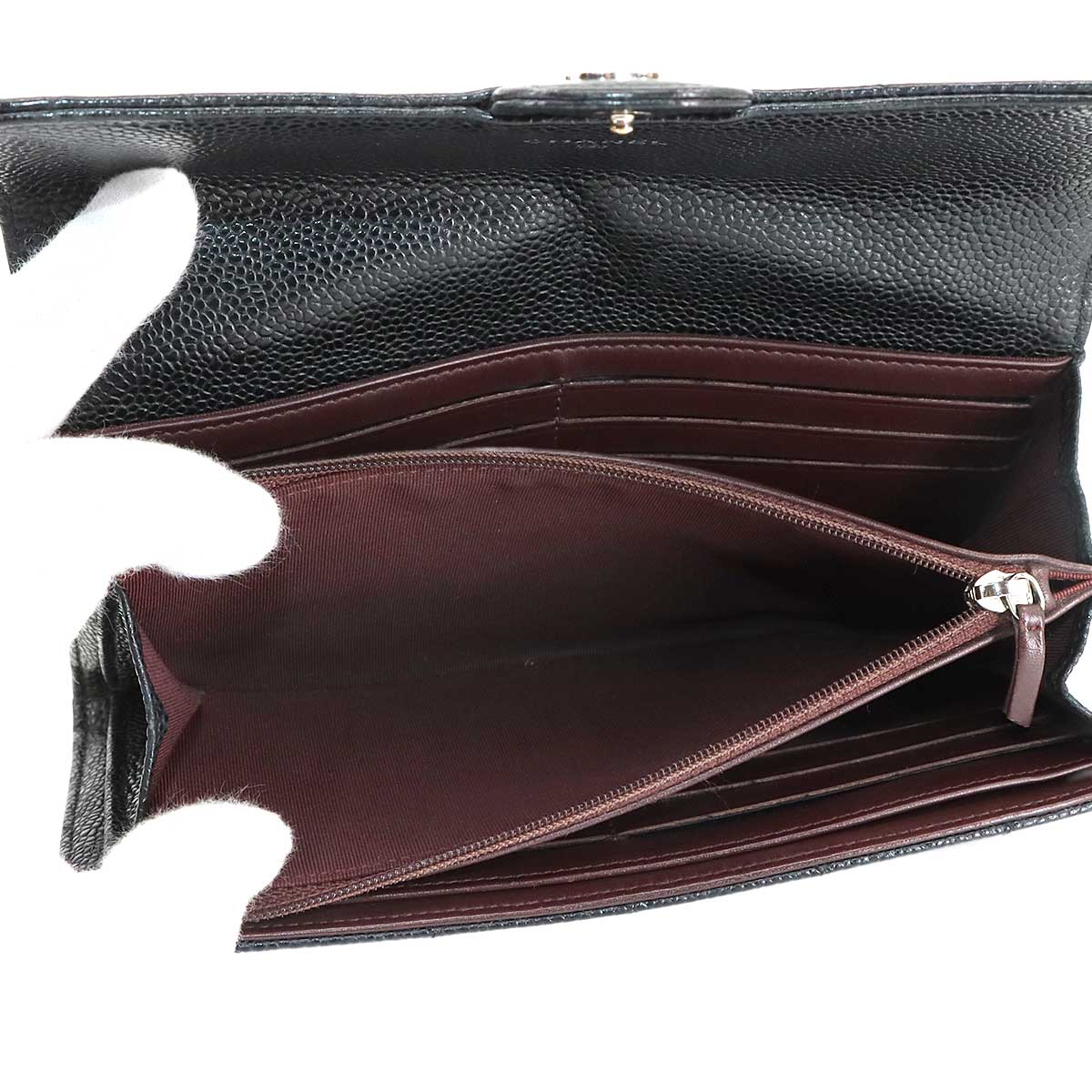 Matelasse Long Wallet Leather Black A80758 Purse