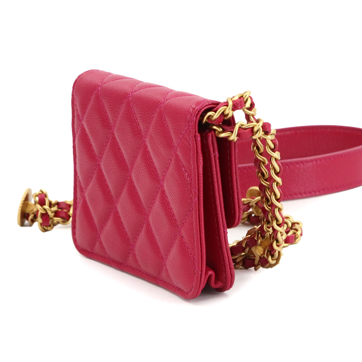 Matelasse Chain Wallet Coin case Leather Pink AP2857 Purse