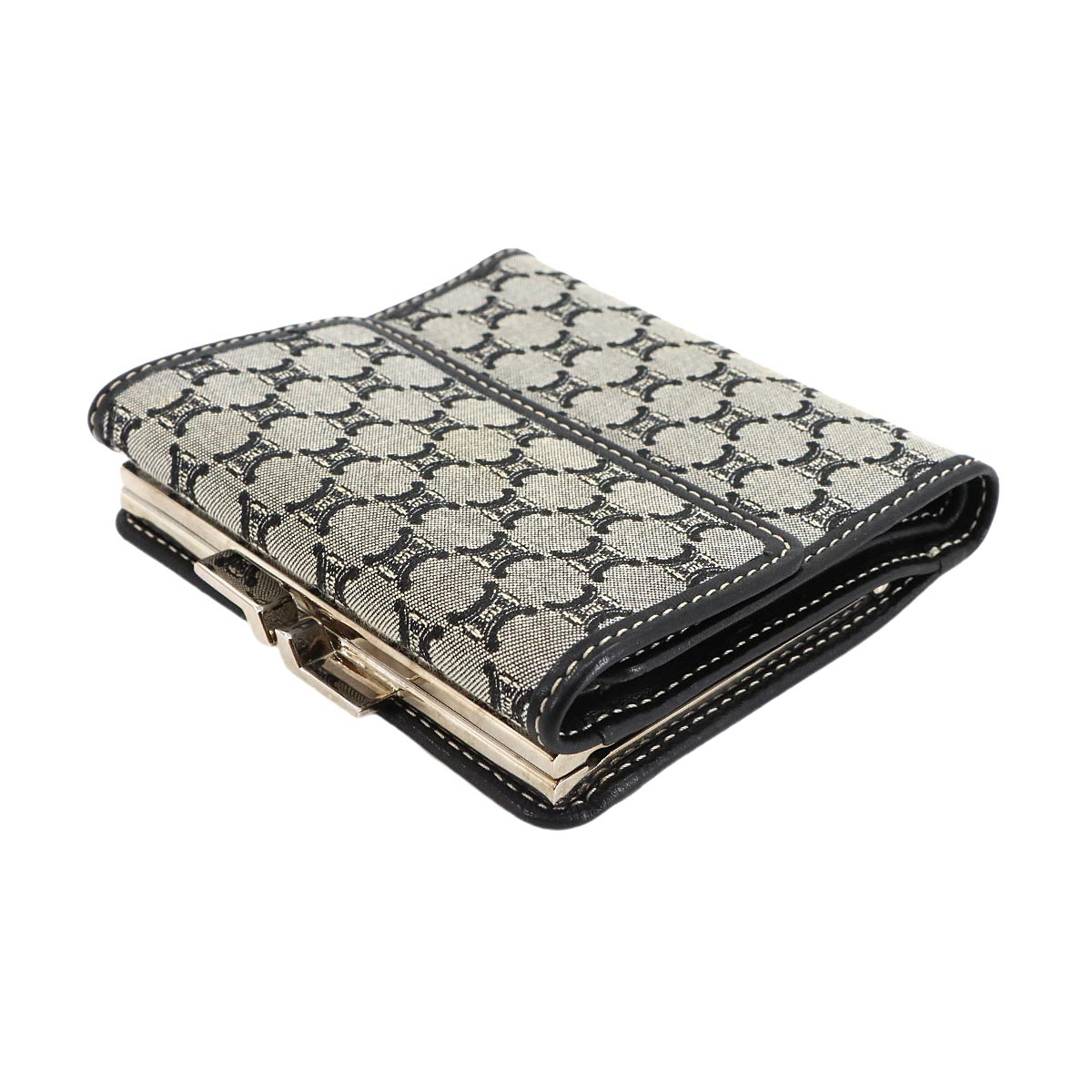 Macadam Compact Wallet Canvas Leather Gray Black Purse