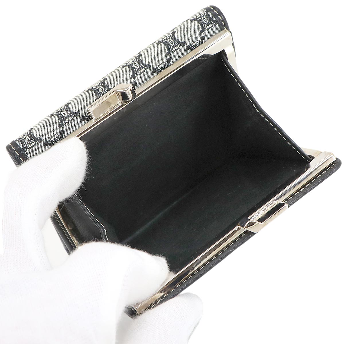 Macadam Compact Wallet Canvas Leather Gray Black Purse