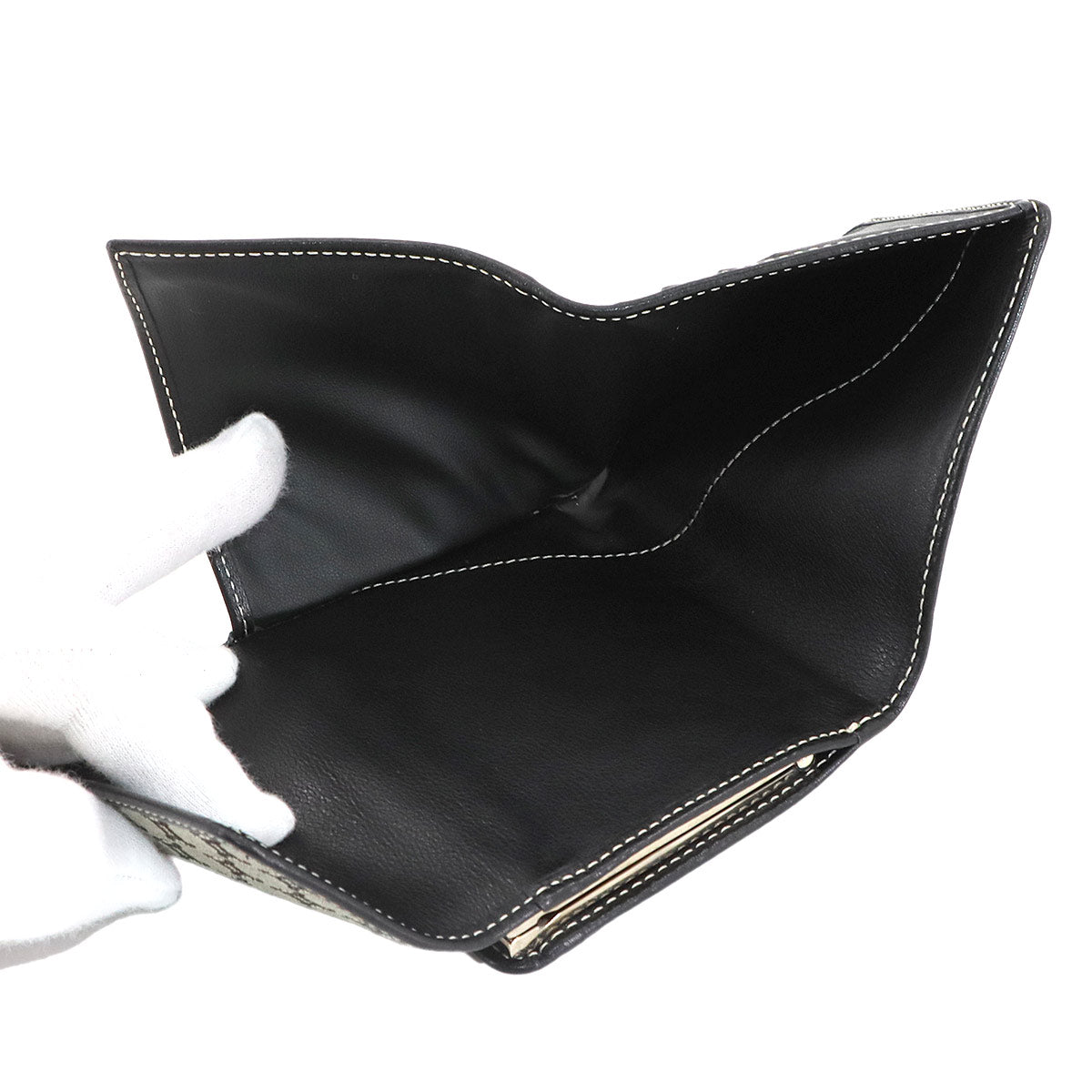 Macadam Compact Wallet Canvas Leather Gray Black Purse