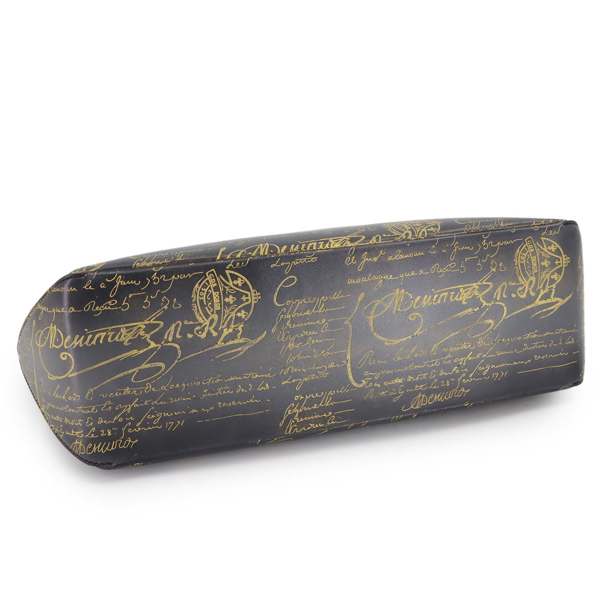 Calligraphy Toujours Tote Bag Venezia Leather Gray Gold