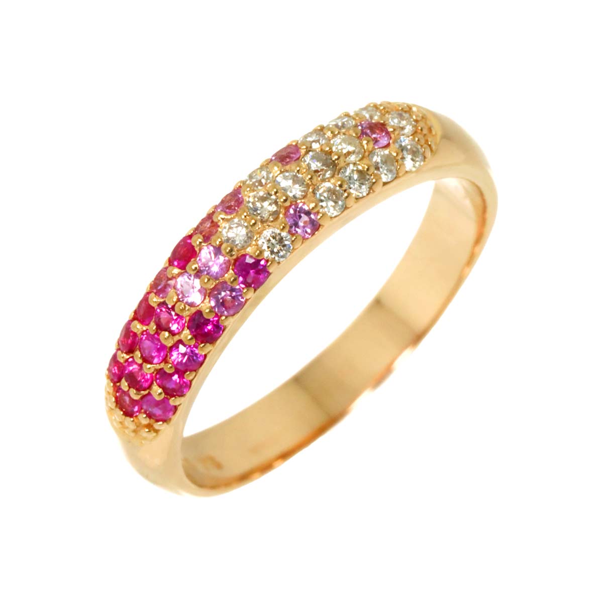 Sapphire 0.30ct Diamond 0.16ct Ring 18K PG 750 5.5-5.75US