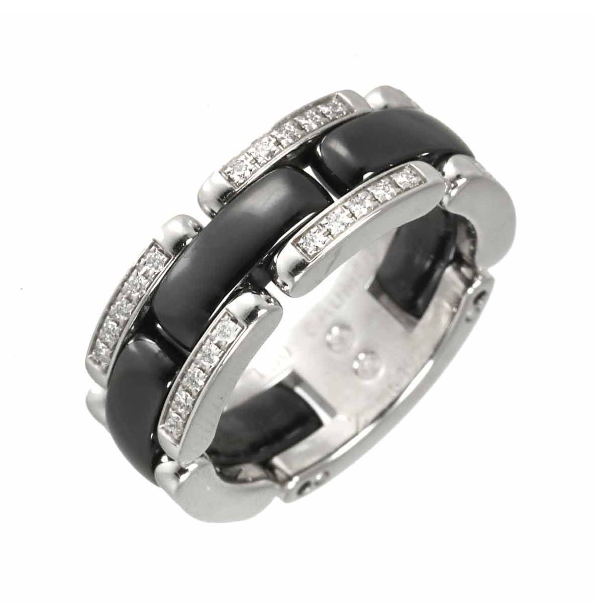 ULTRA MM Diamond Ring Ceramic 18K WG 750 Size50 5-5.25(US)