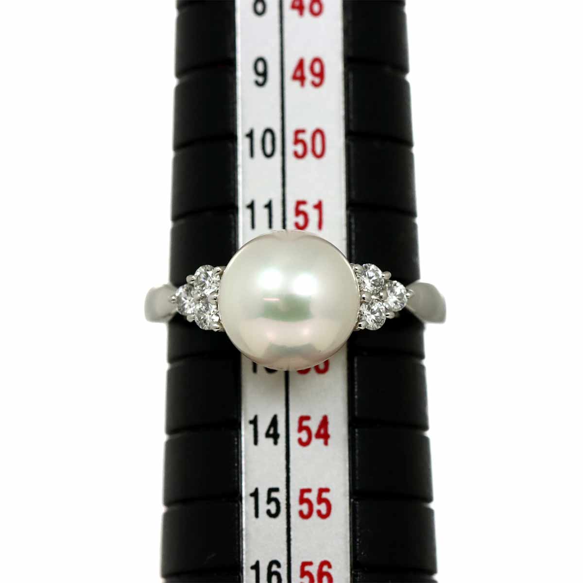 Akoya Pearl 8.7mm Diamond Ring Platinum size6(US)