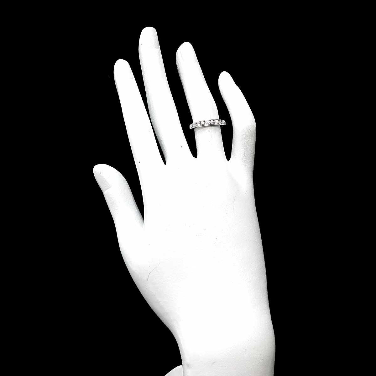 Half Diamond band Ring Platinum Size4.75-5(US)