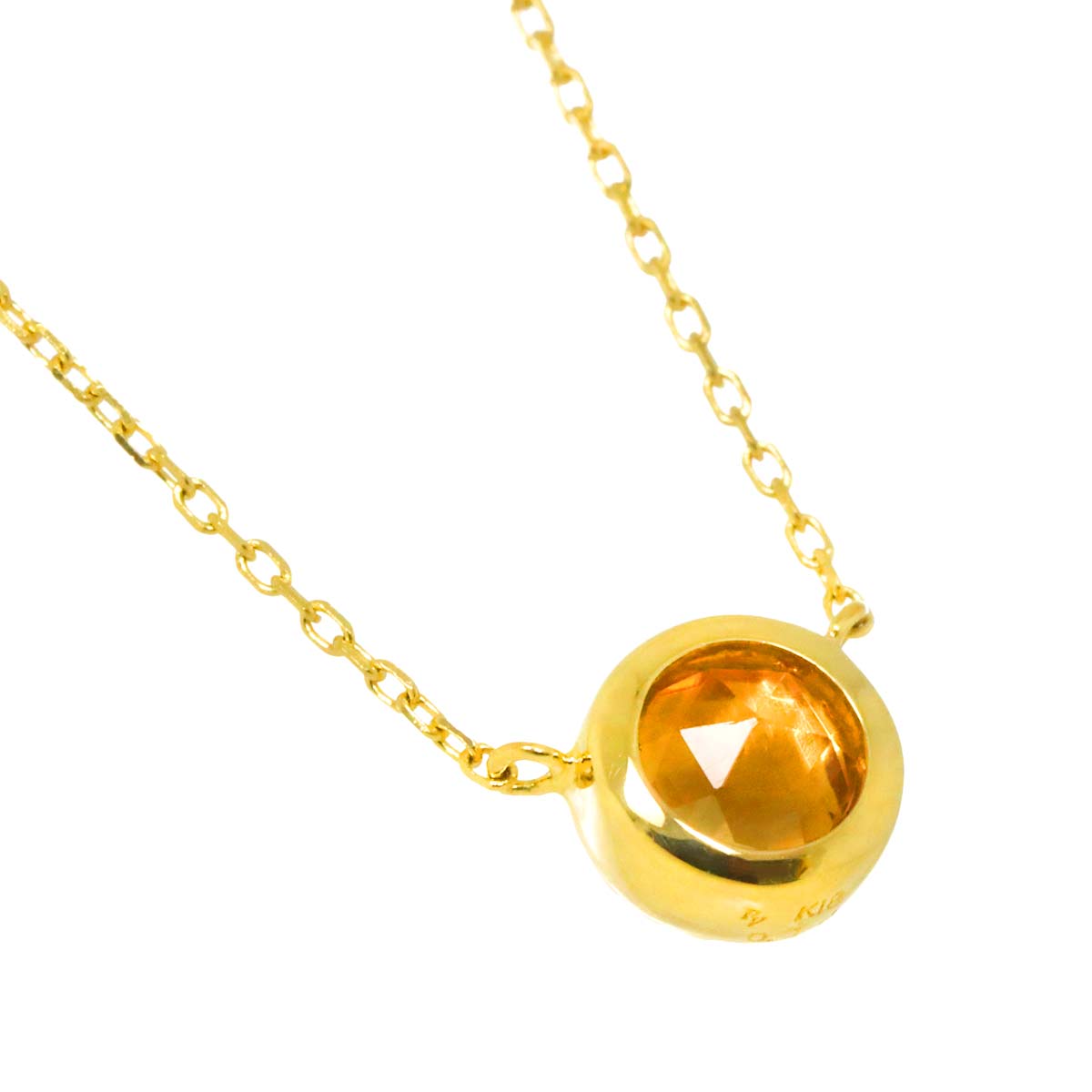 Diamond 0.14ct Citrine Necklace 18K YG 750