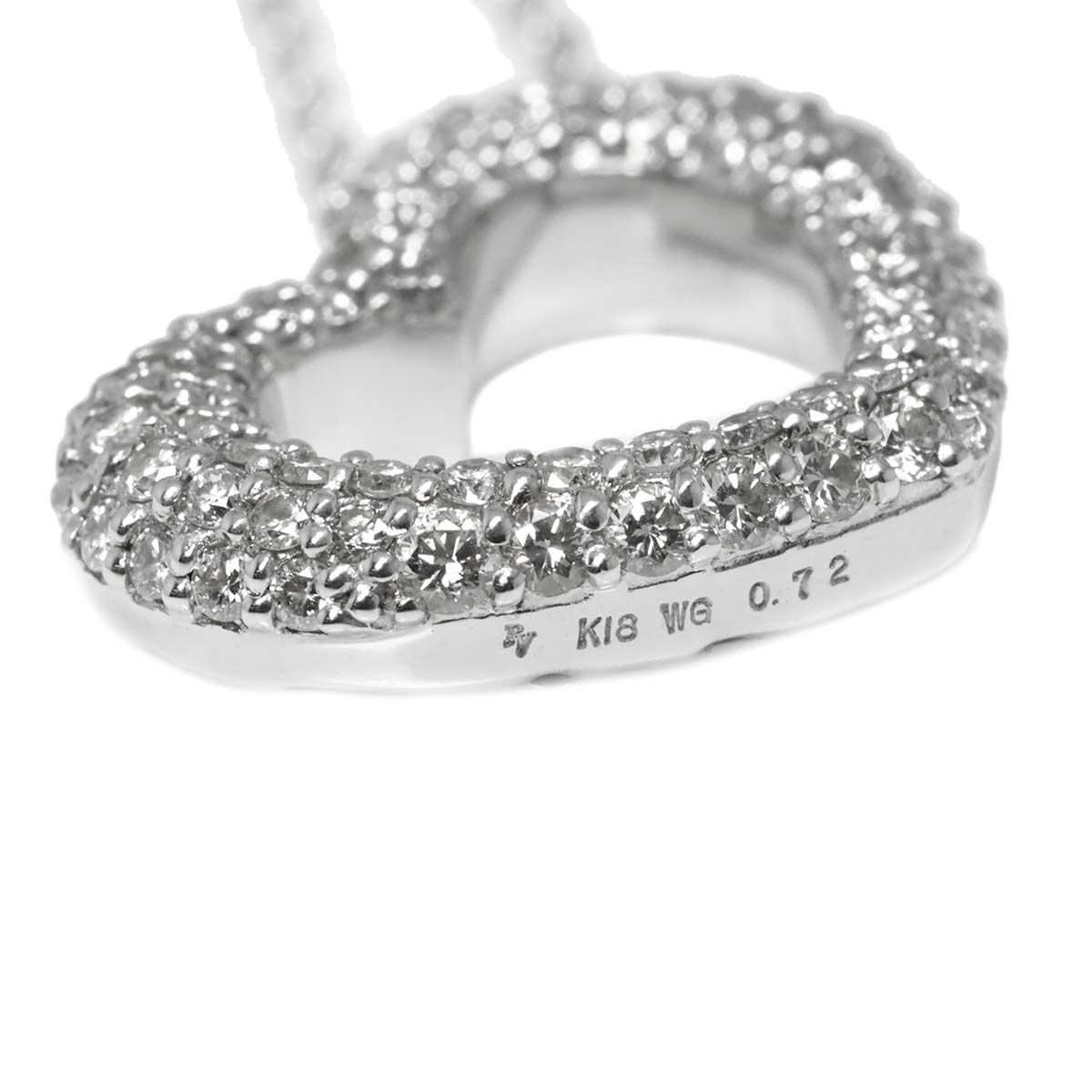 Heart Motif Diamond 0.72ct Necklace 18K White Gold 750