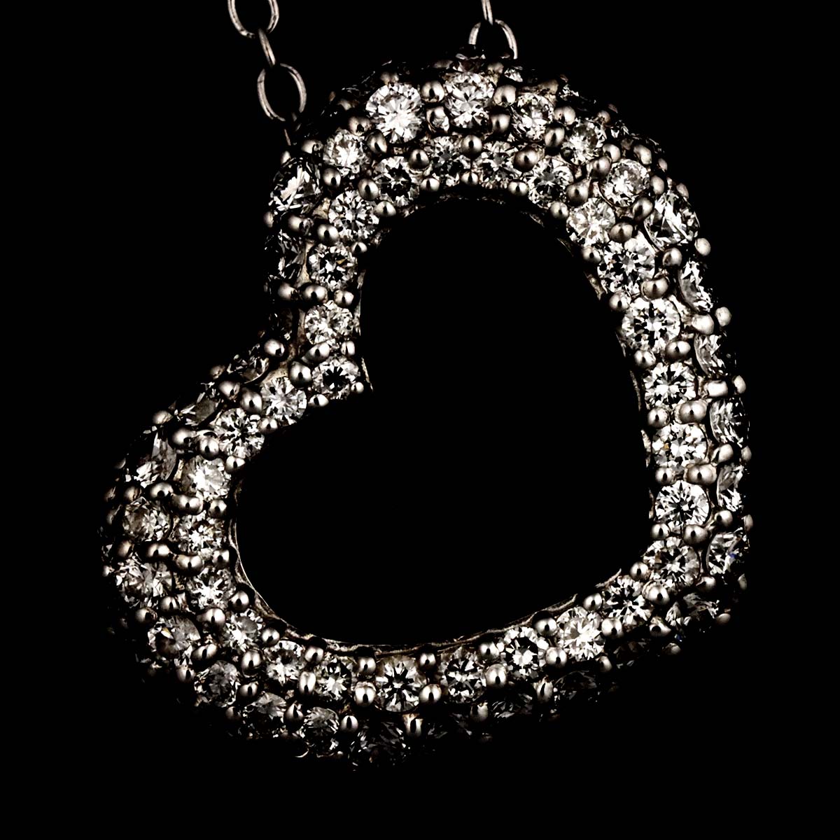 Heart Motif Diamond 0.72ct Necklace 18K White Gold 750