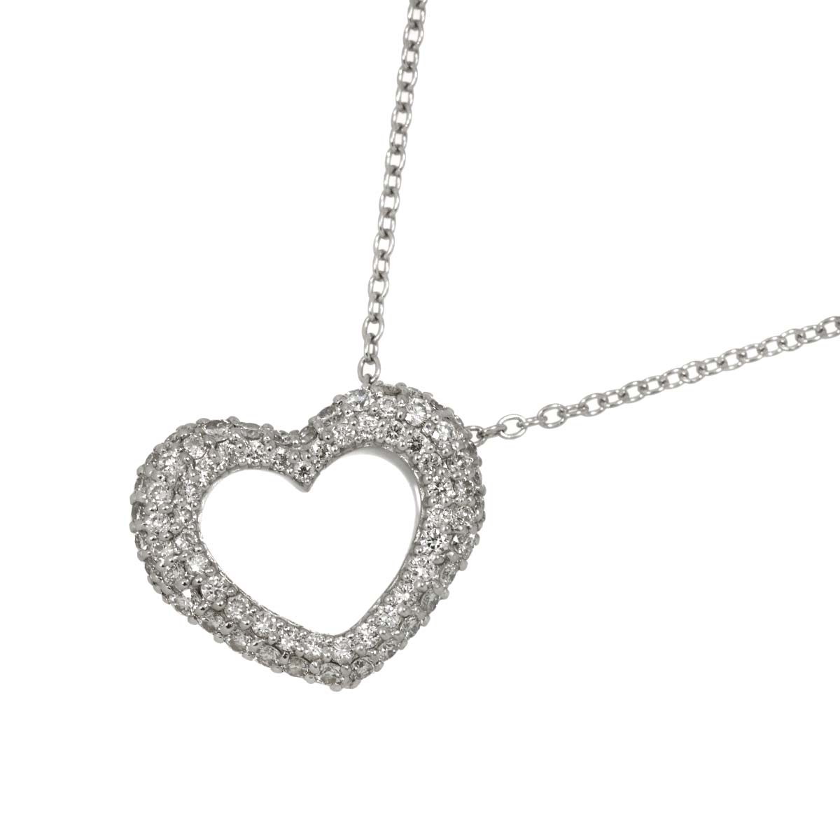 Heart Motif Diamond 0.72ct Necklace 18K White Gold 750