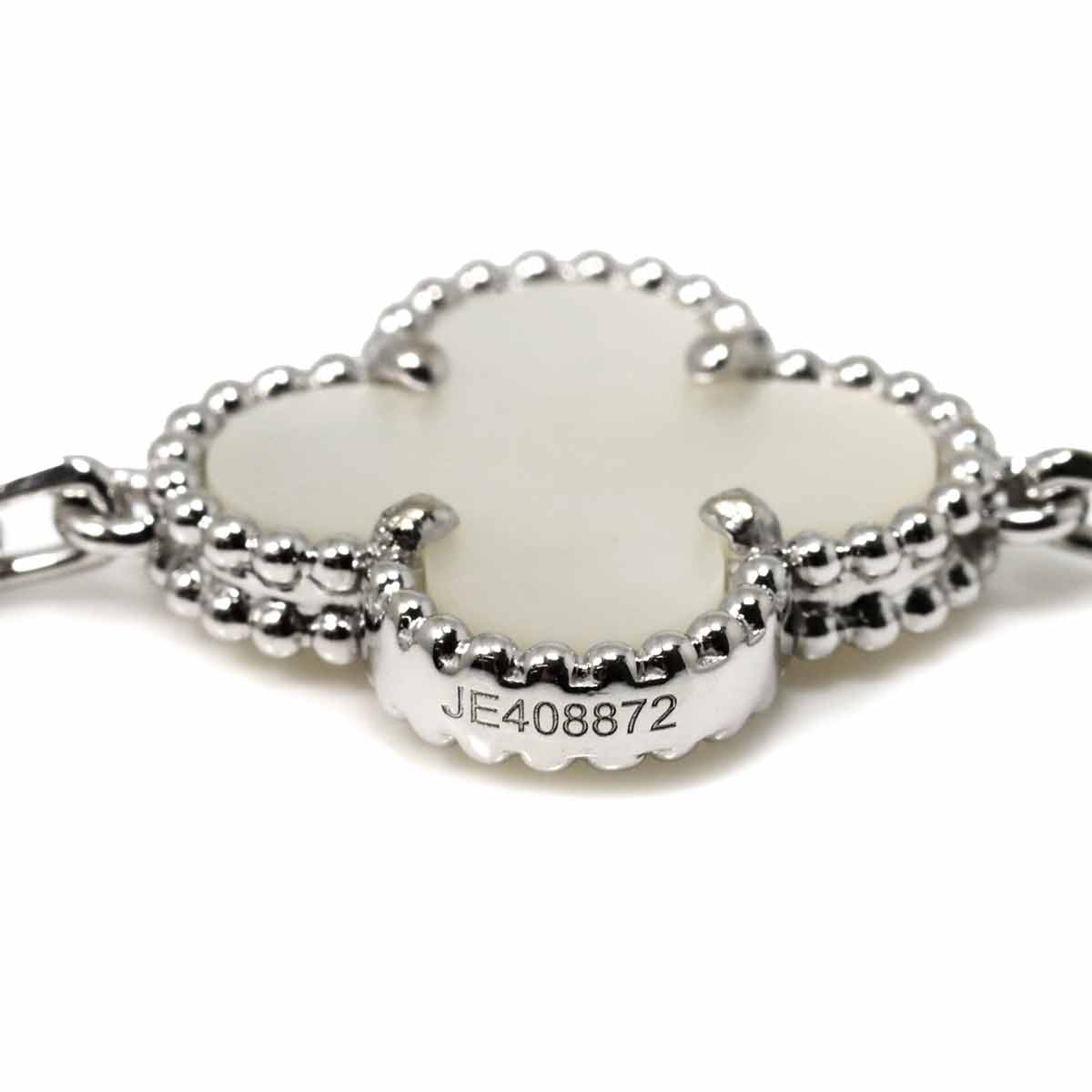 Vintage Alhambra Mother of Pearl Long Necklace 18K WG