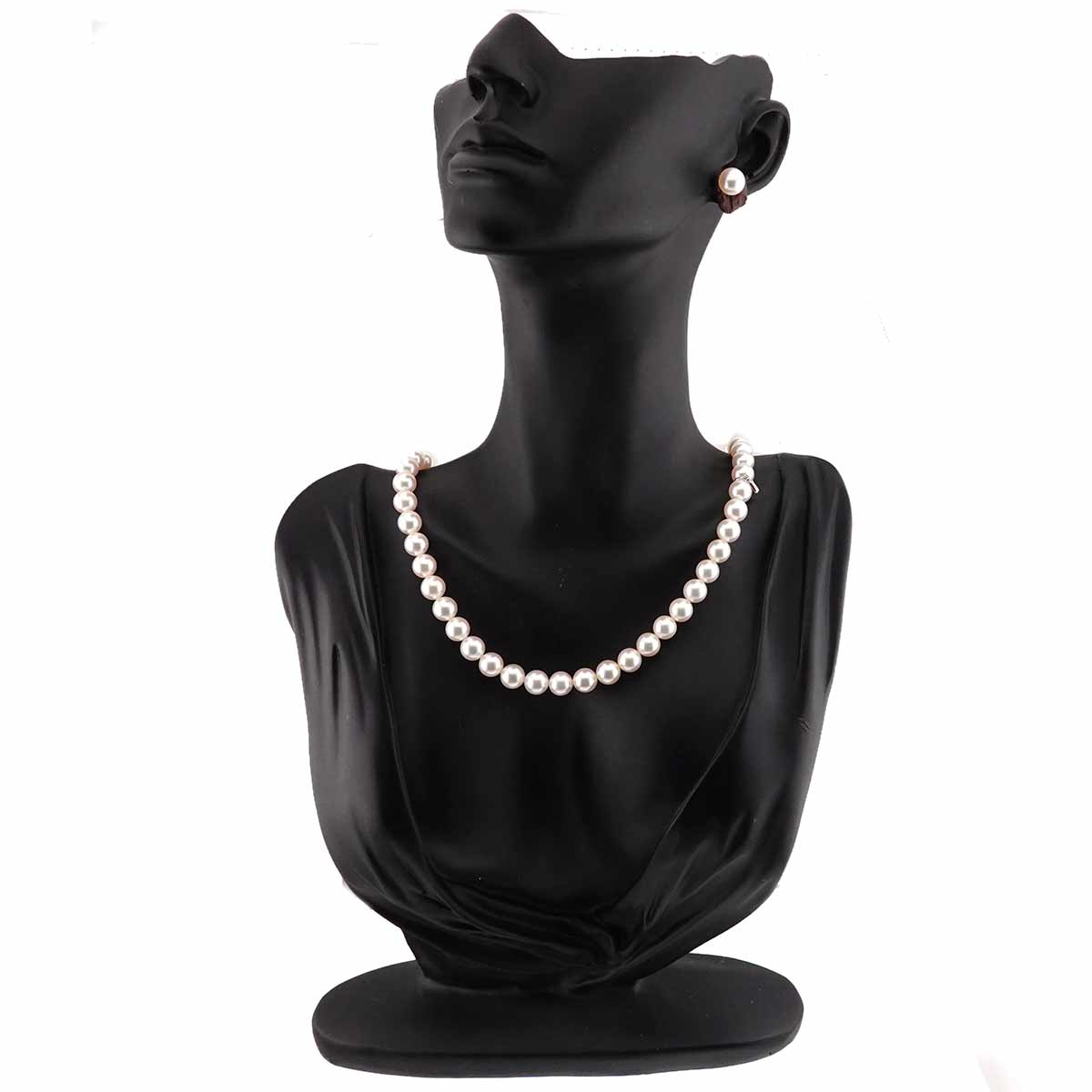 Akoya Pearl SV Necklace 18K WG Earrings Pierced Two piece set