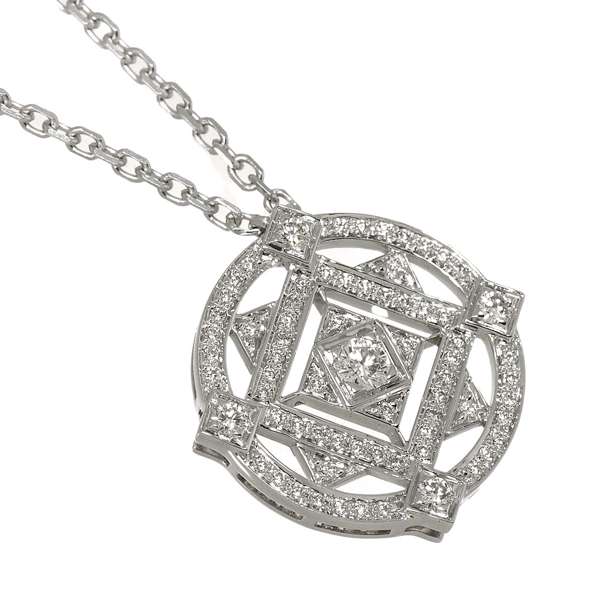 Diamond Necklace 18K White Gold 750