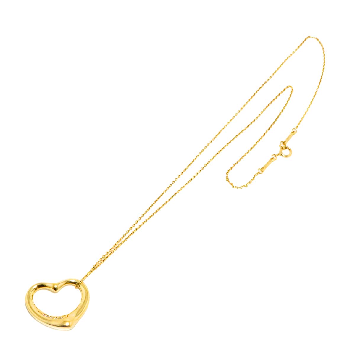 Open Heart Diamond Necklace 18K Yellow Gold 750