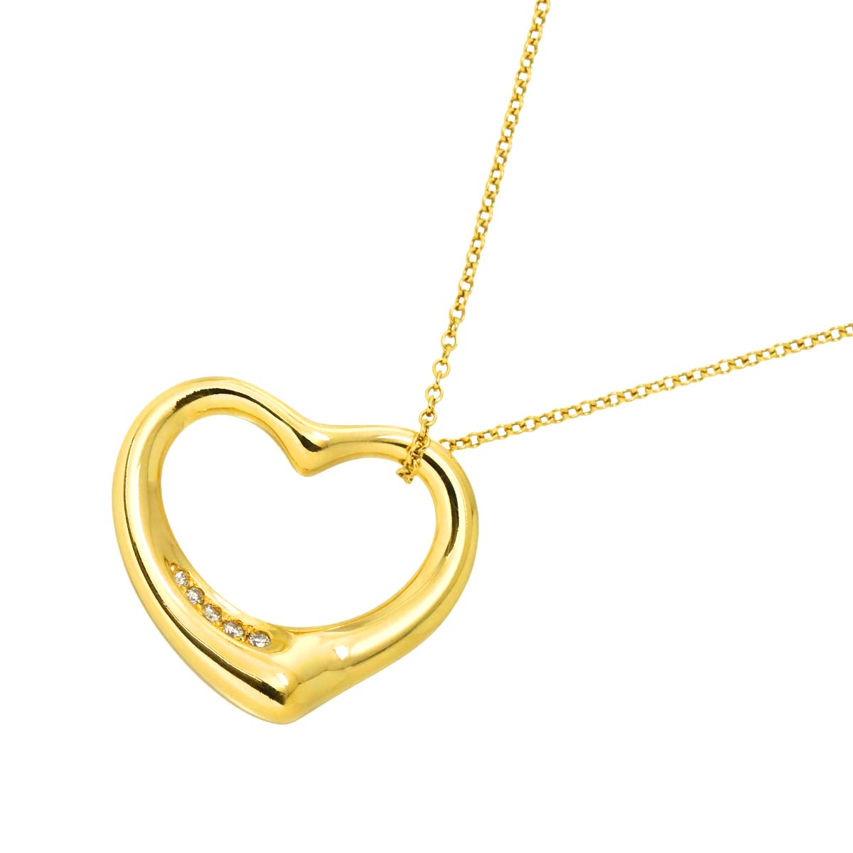 Open Heart Diamond Necklace 18K Yellow Gold 750