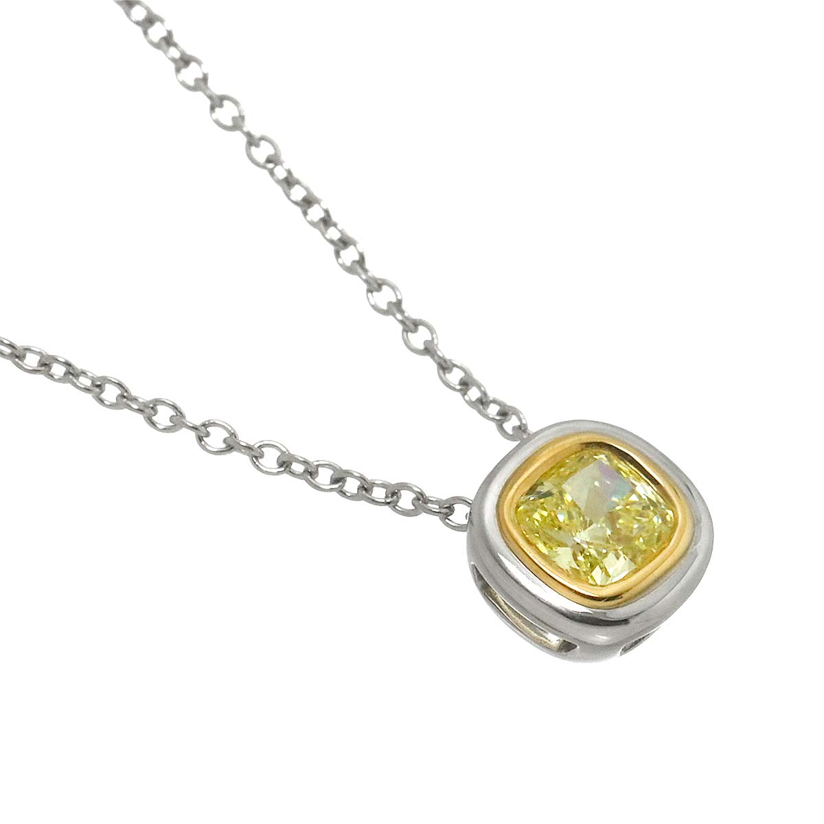 Yellow Diamond 0.35ct FY/IF Necklace Pt 18K YG 750