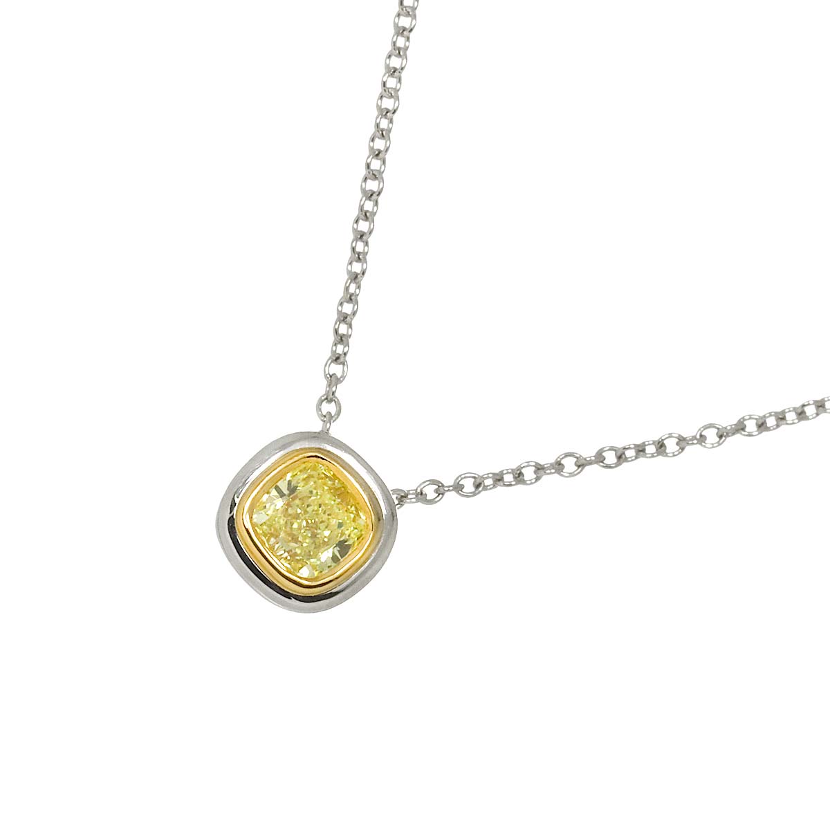 Yellow Diamond 0.35ct FY/IF Necklace Pt 18K YG 750