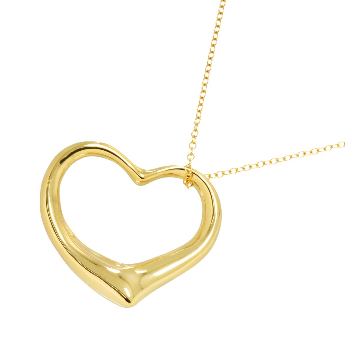 Open Heart Long Necklace 18K Yellow Gold 750