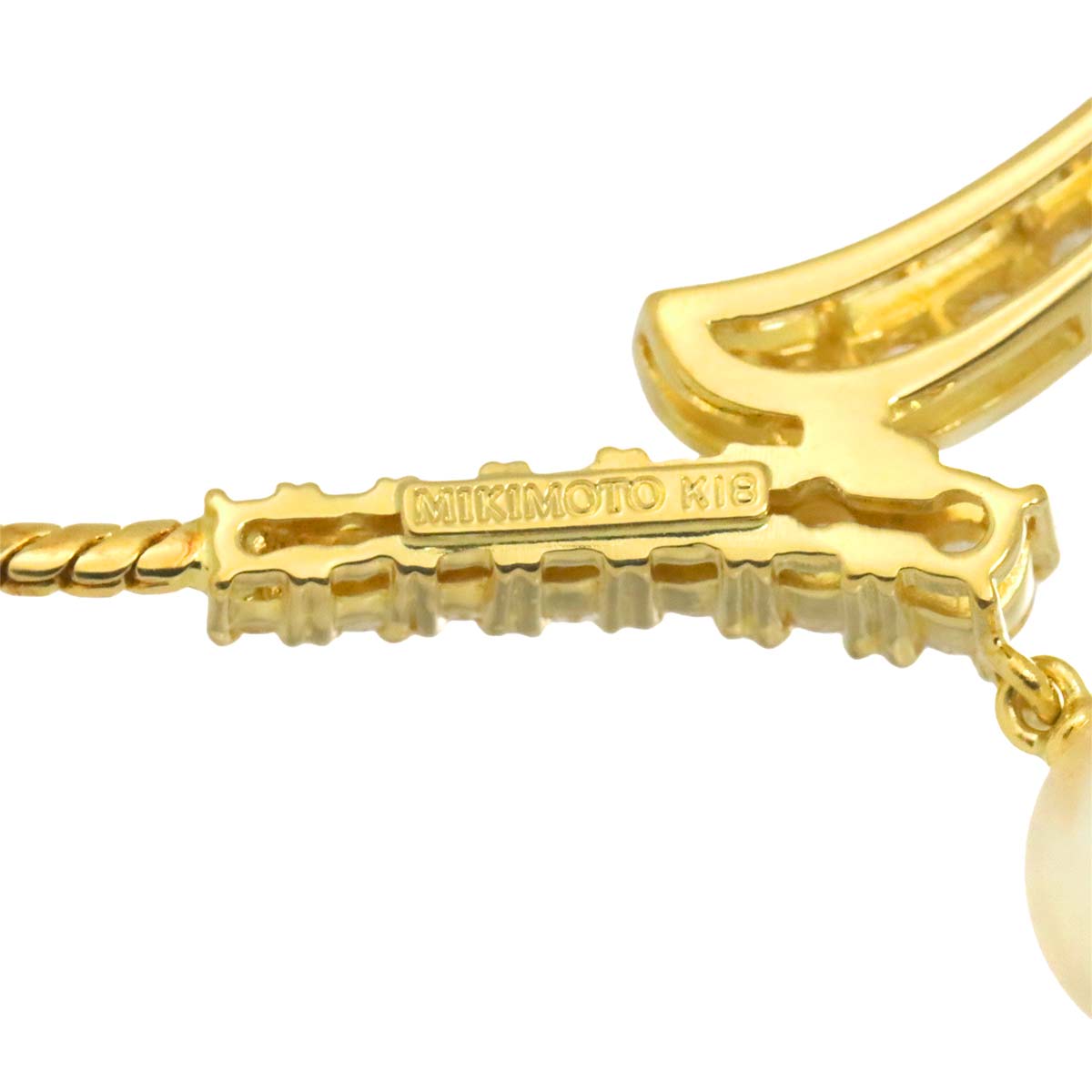 Akoya Pearl 8.5mm Diamond Necklace 18K Yellow Gold 750