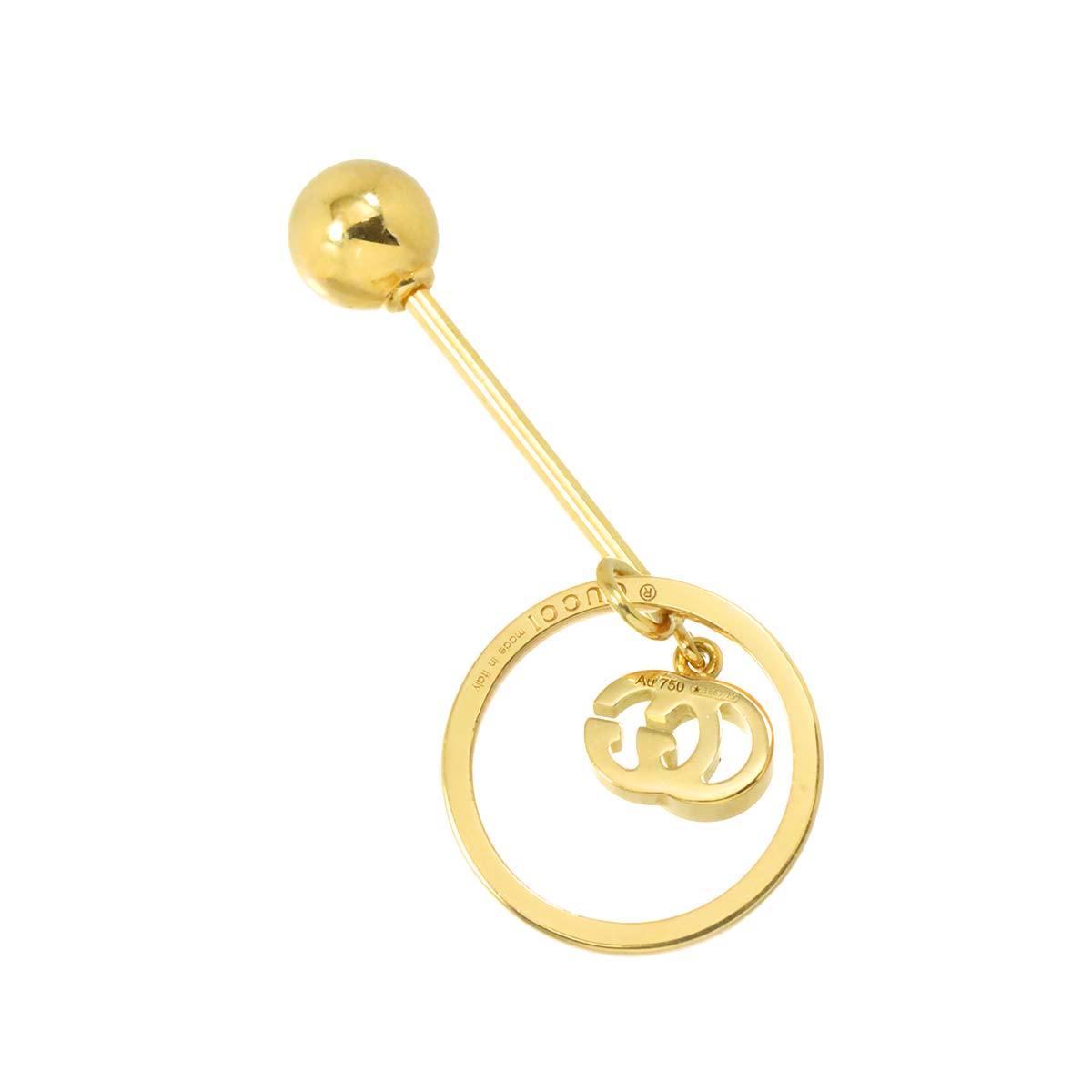 GUCCI GG Logo Earring Pierced 18K YG 750 One Piece only