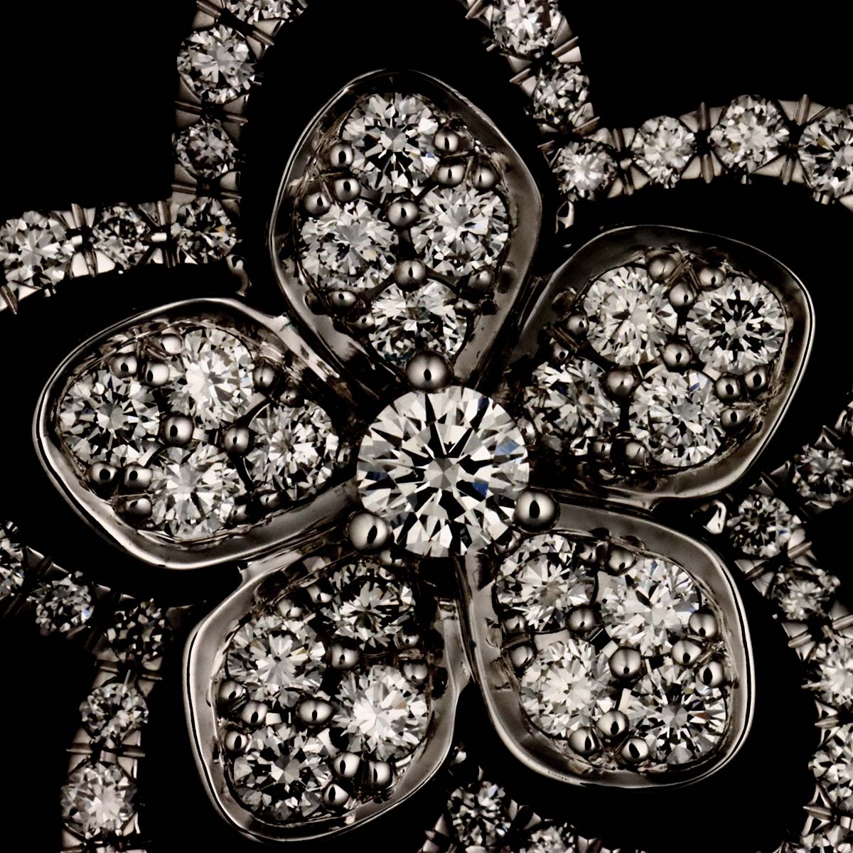 Flower Large Diamond Necklace 18K WG 750