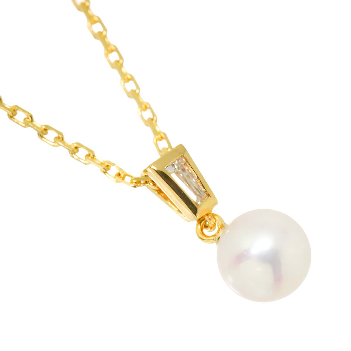 Akoya Pearl 6.6mm Diamond 0.08ct Necklace 18K YG 750