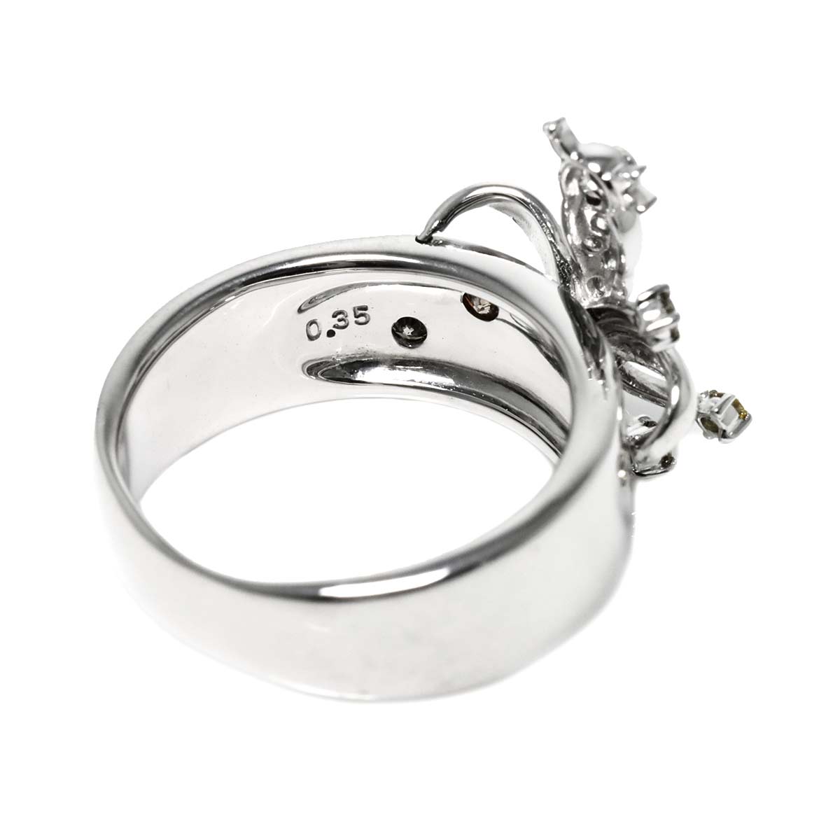 Diamond 0.35ct Ring 18K White Gold 750 Size8-8.25(US)