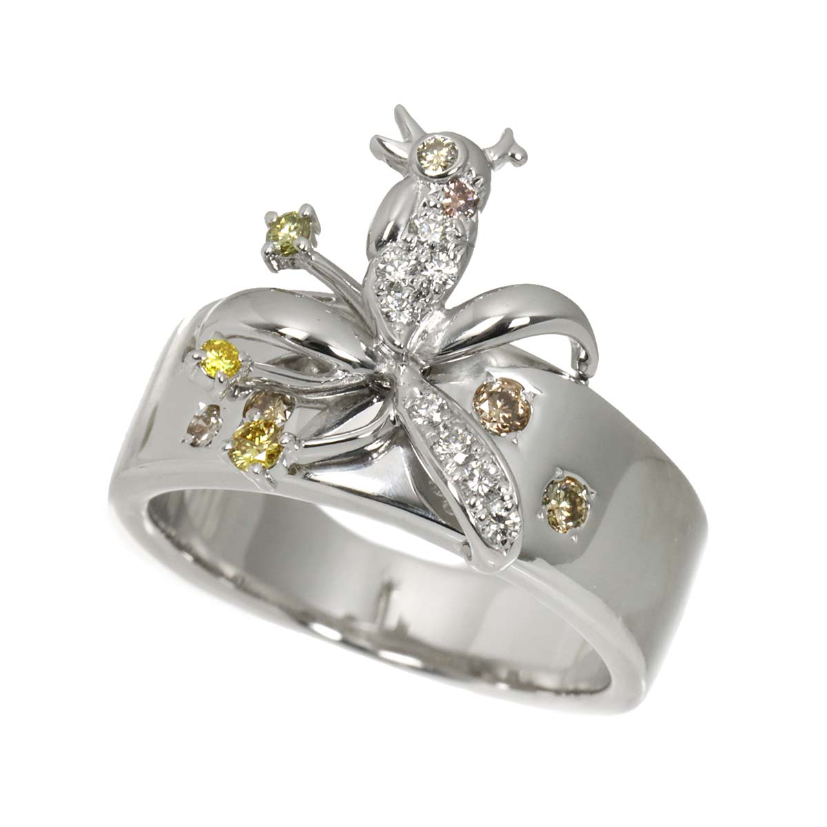 Diamond 0.35ct Ring 18K White Gold 750 Size8-8.25(US)