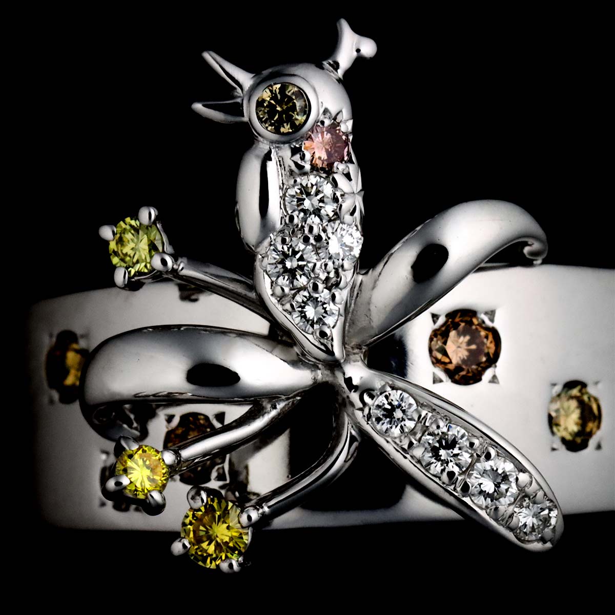 Diamond 0.35ct Ring 18K White Gold 750 Size8-8.25(US)