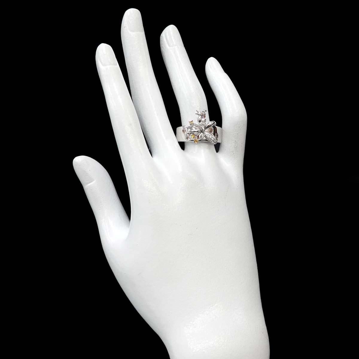 Diamond 0.35ct Ring 18K White Gold 750 Size8-8.25(US)