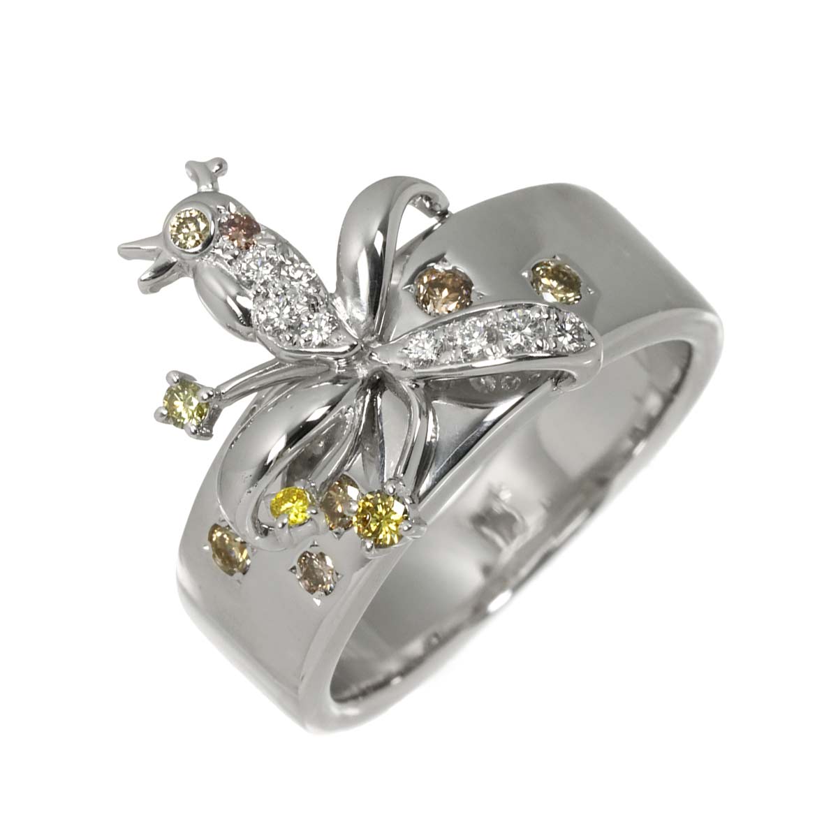 Diamond 0.35ct Ring 18K White Gold 750 Size8-8.25(US)