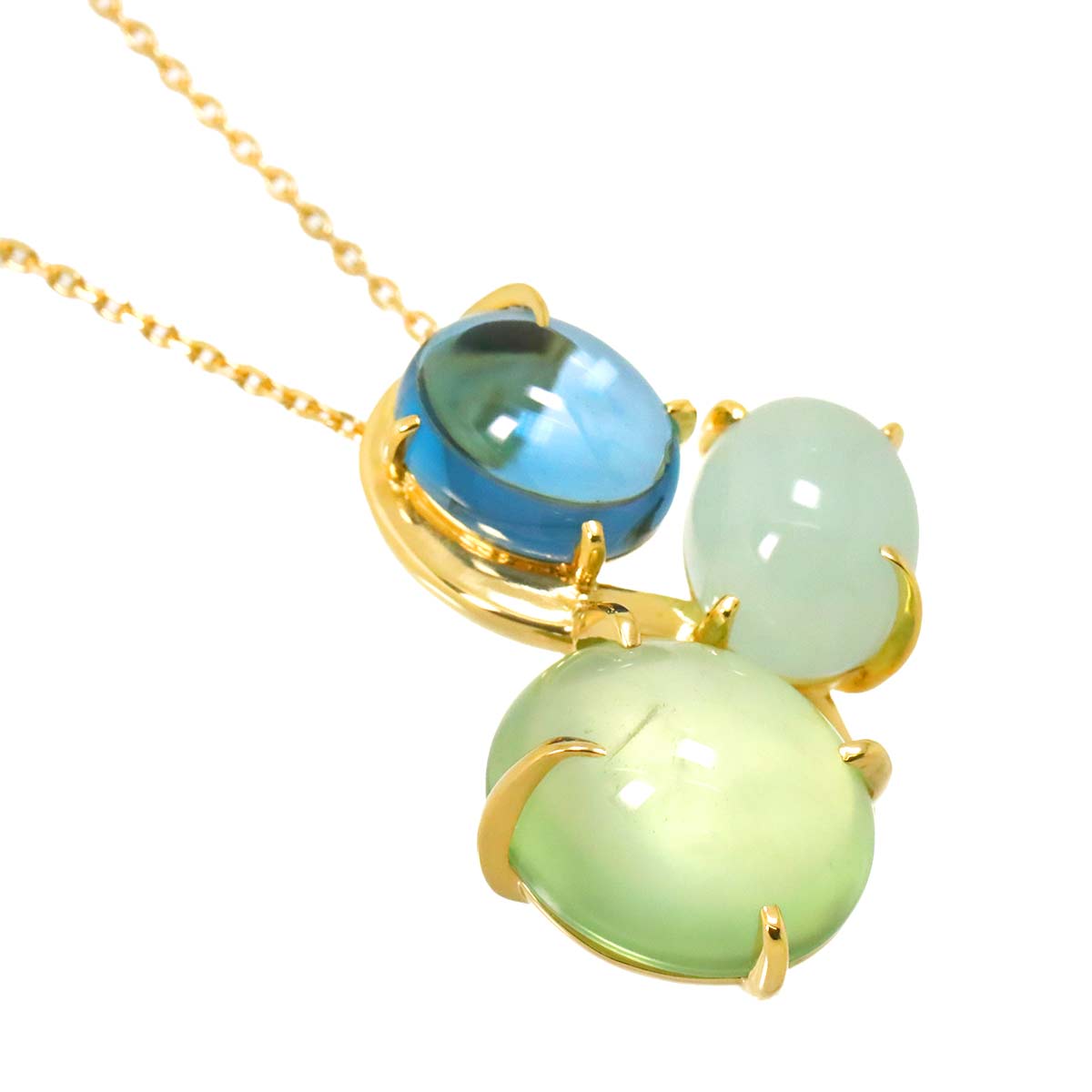 BlueTopaz Prenight Quartz Necklace 18K YG 750