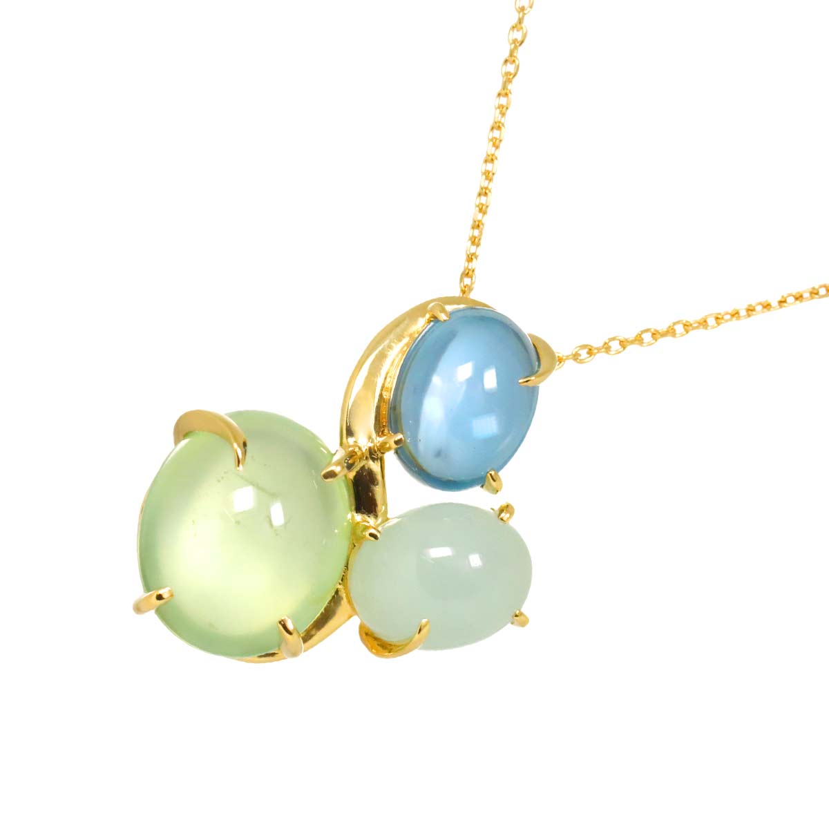 BlueTopaz Prenight Quartz Necklace 18K YG 750