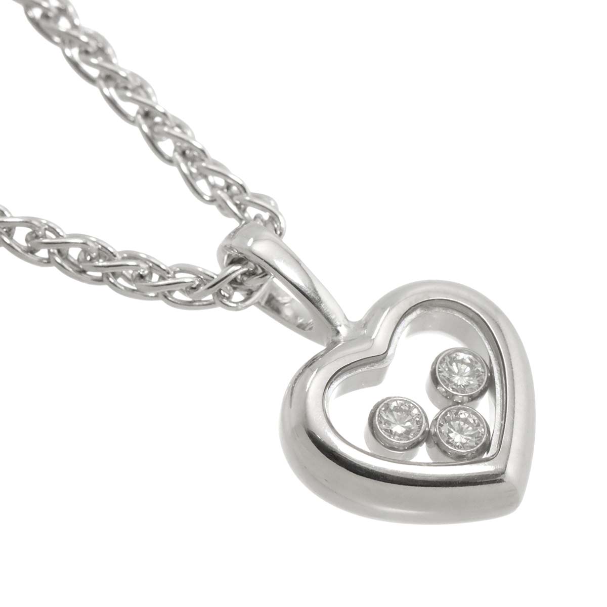Happy Diamond Heart Necklace 18K White Gold 750