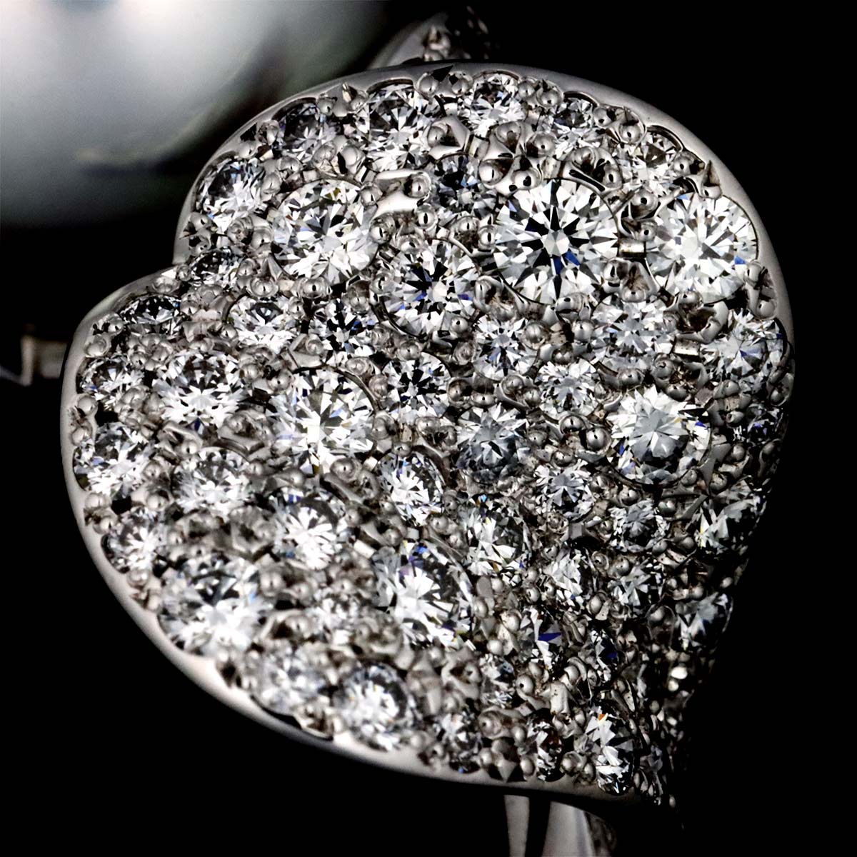 South Sea pearl 12.4mm Diamond 0.78ct Ring 18K WG size4.5(US)