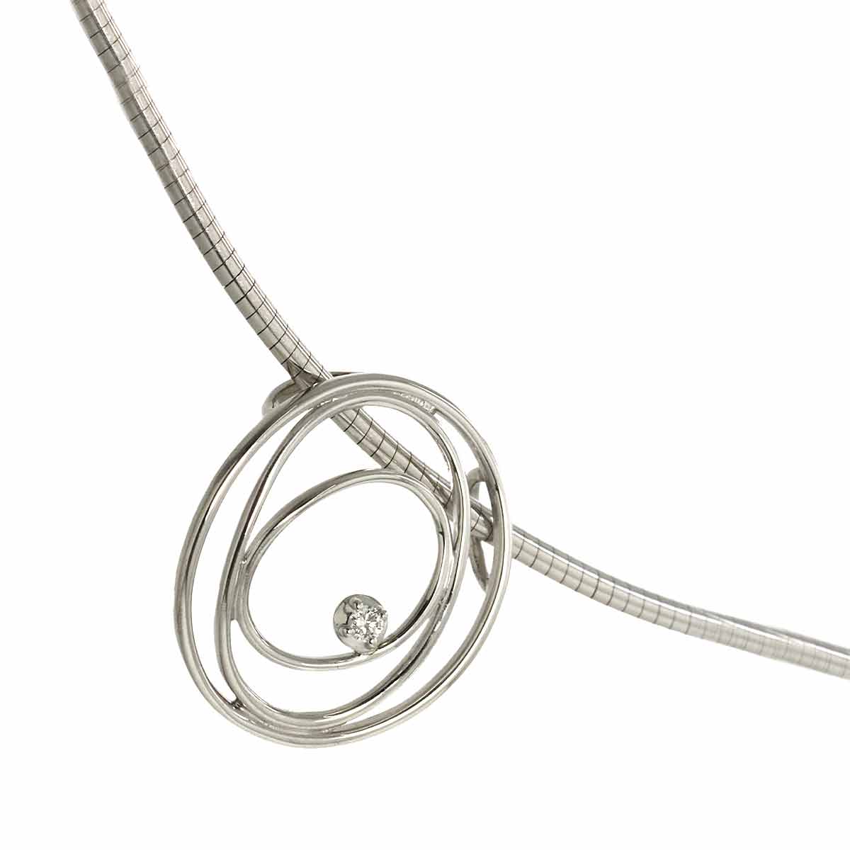 Diamond 0.01ct Necklace 18K WG White Gold 750