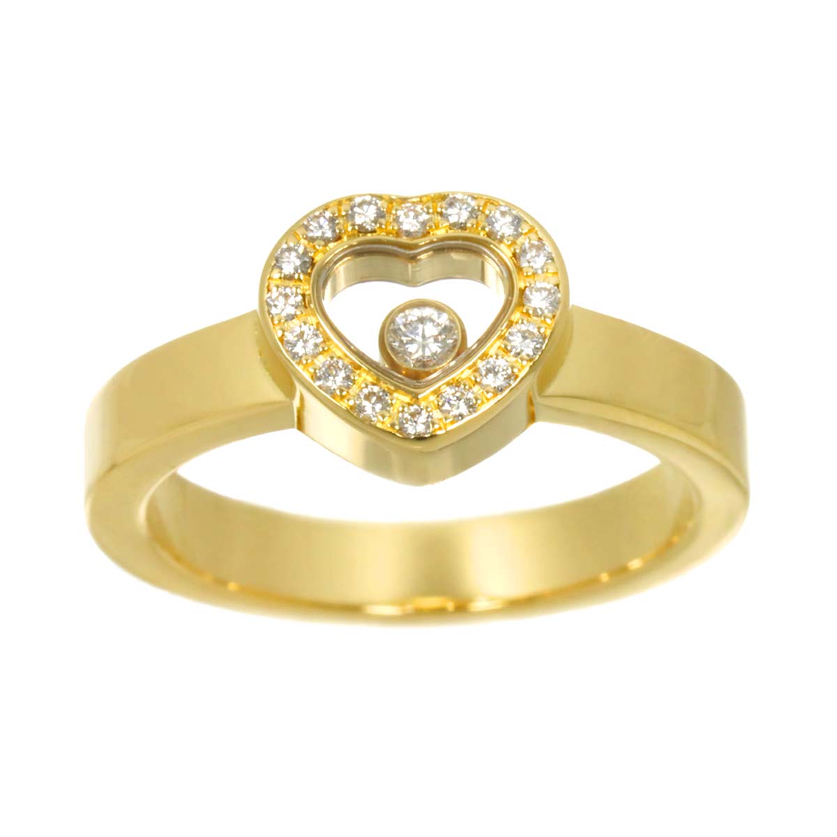 Happy Diamond Heart Ring 18K YG 750 Size6(US)