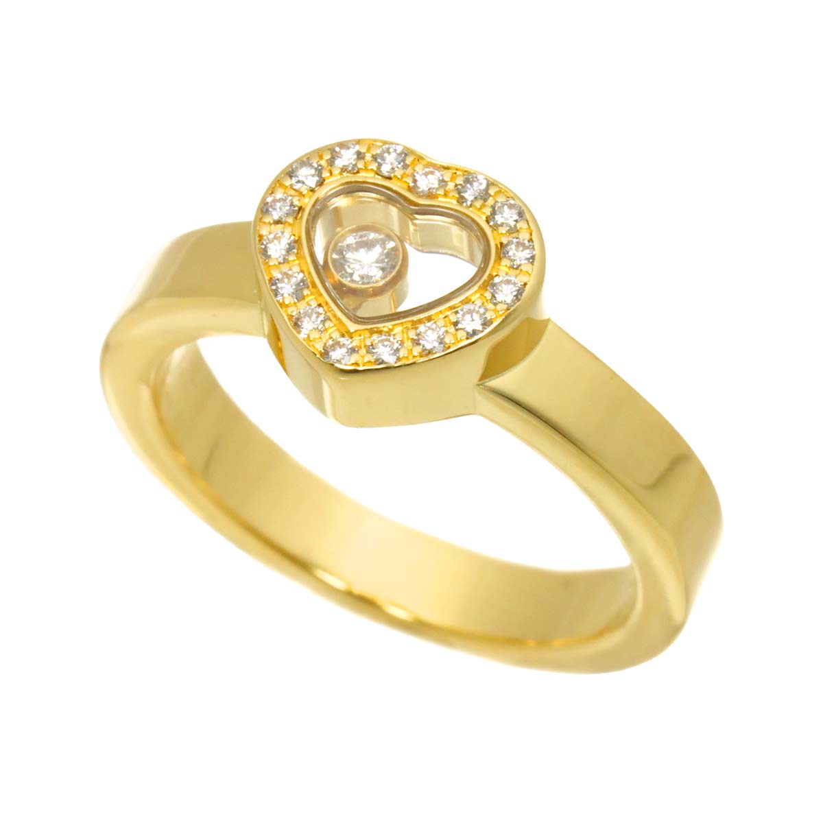 Happy Diamond Heart Ring 18K YG 750 Size6(US)