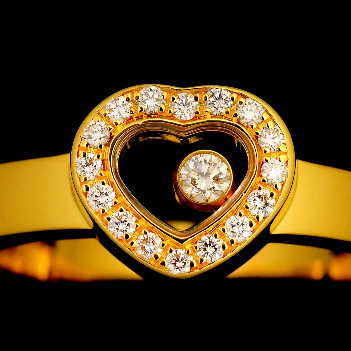 Happy Diamond Heart Ring 18K YG 750 Size6(US)